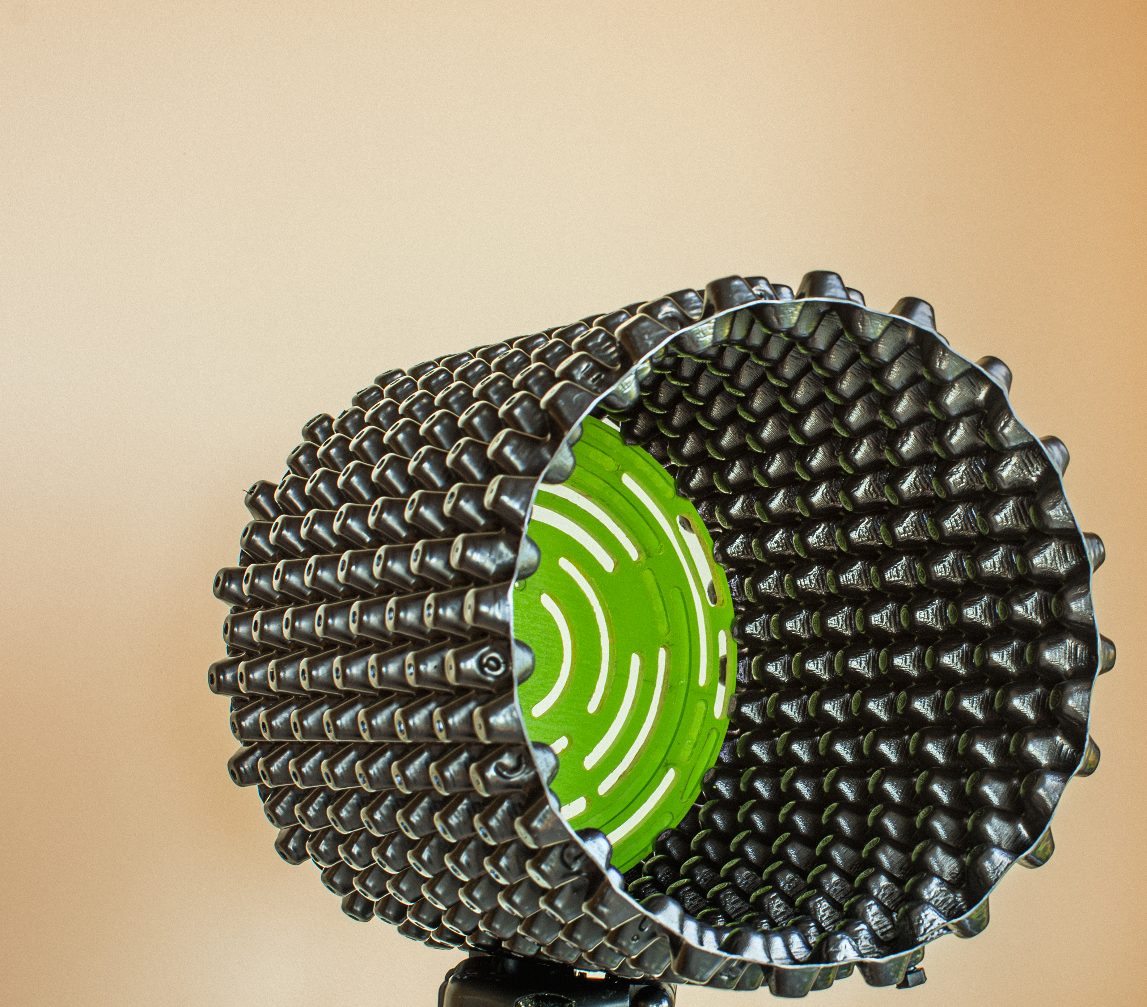 Floradrain container showing its profiled inner and outer surfaces and green bottom insert